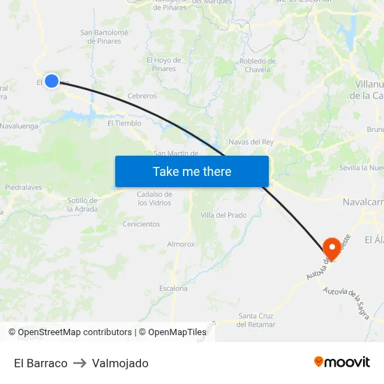 El Barraco to Valmojado map