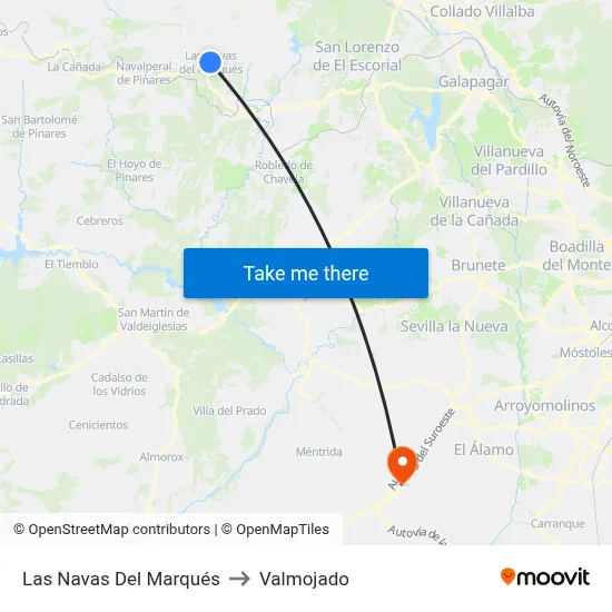 Las Navas Del Marqués to Valmojado map