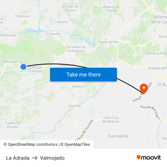 La Adrada to Valmojado map