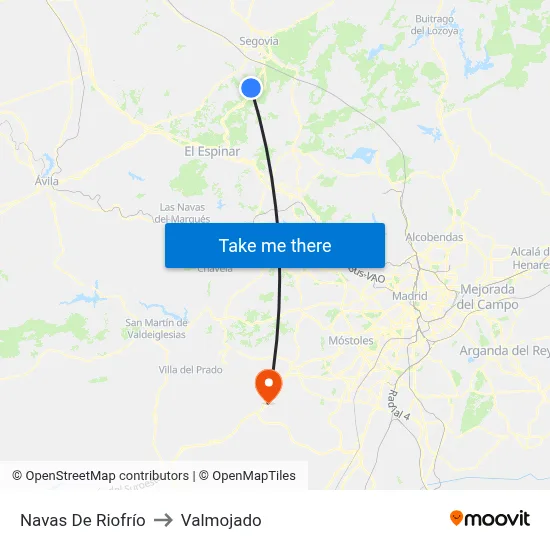 Navas De Riofrío to Valmojado map