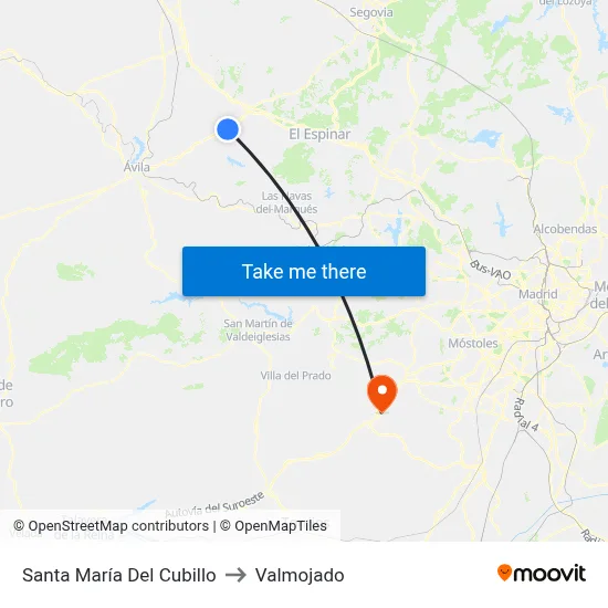 Santa María Del Cubillo to Valmojado map