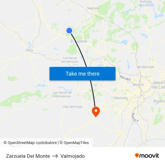 Zarzuela Del Monte to Valmojado map