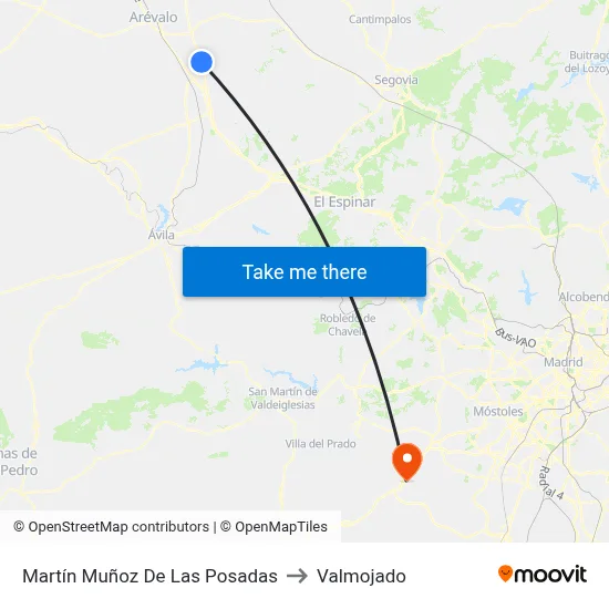 Martín Muñoz De Las Posadas to Valmojado map