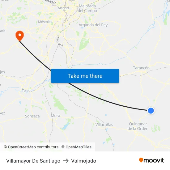 Villamayor De Santiago to Valmojado map