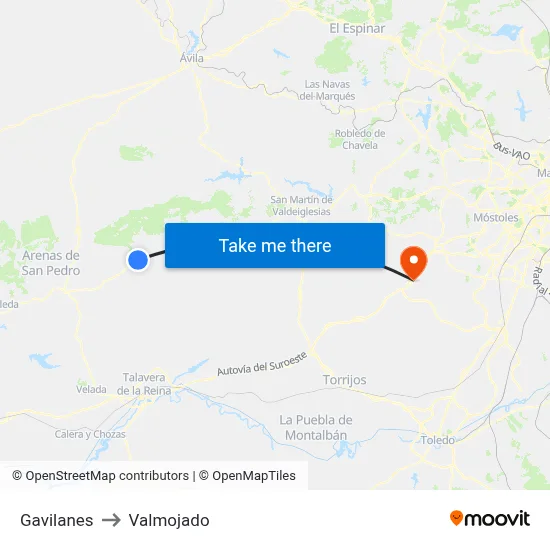 Gavilanes to Valmojado map