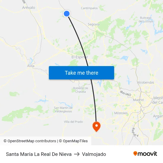 Santa María La Real De Nieva to Valmojado map