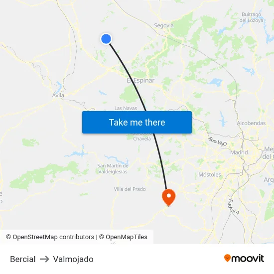 Bercial to Valmojado map