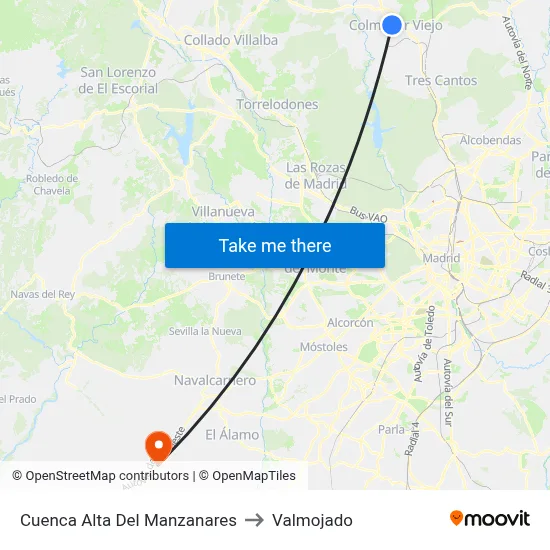 Cuenca Alta Del Manzanares to Valmojado map