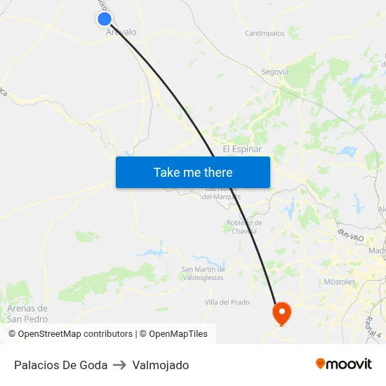 Palacios De Goda to Valmojado map
