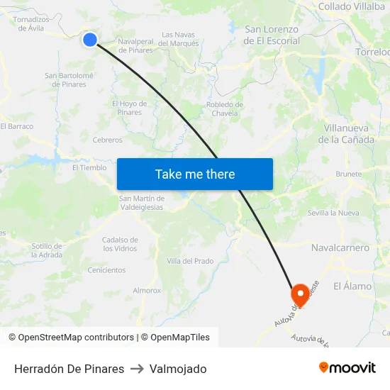 Herradón De Pinares to Valmojado map