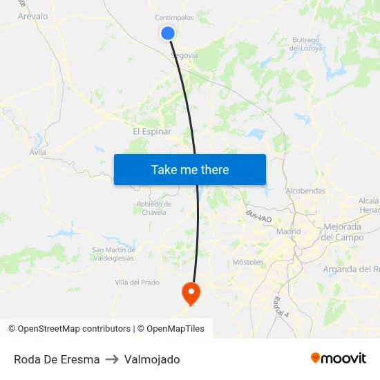 Roda De Eresma to Valmojado map