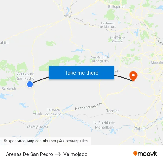 Arenas De San Pedro to Valmojado map