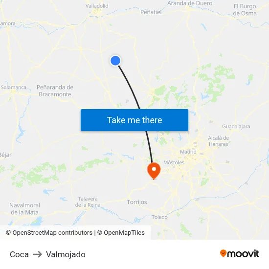 Coca to Valmojado map