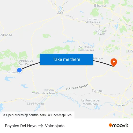 Poyales Del Hoyo to Valmojado map