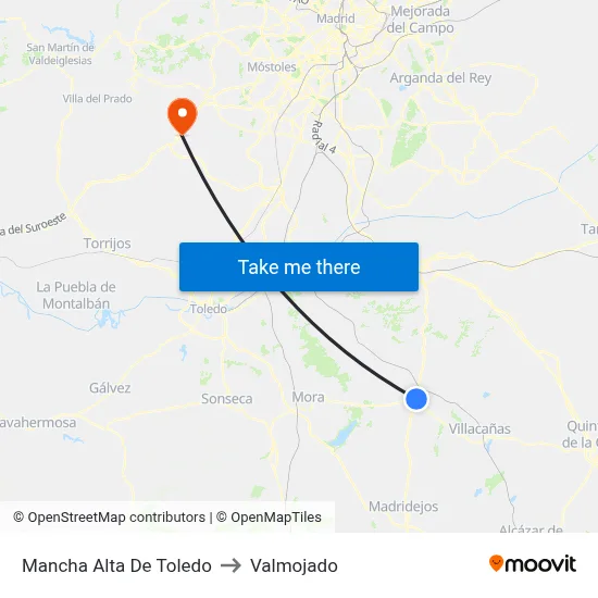 Mancha Alta De Toledo to Valmojado map
