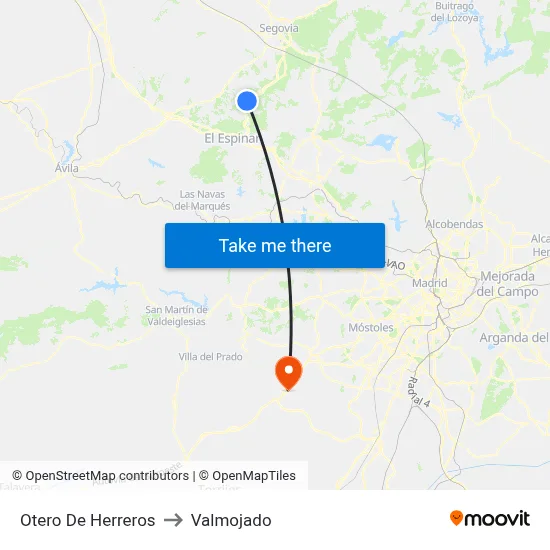 Otero De Herreros to Valmojado map