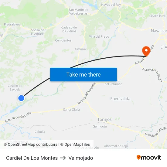 Cardiel De Los Montes to Valmojado map