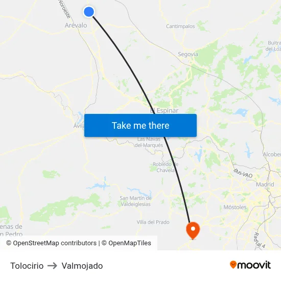 Tolocirio to Valmojado map