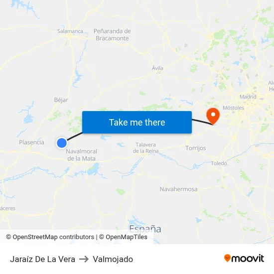 Jaraíz De La Vera to Valmojado map