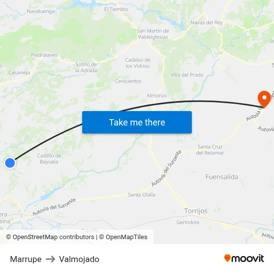 Marrupe to Valmojado map