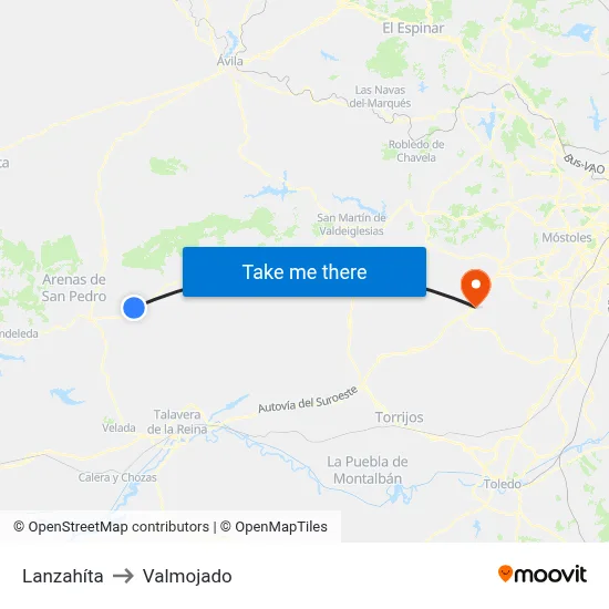 Lanzahíta to Valmojado map