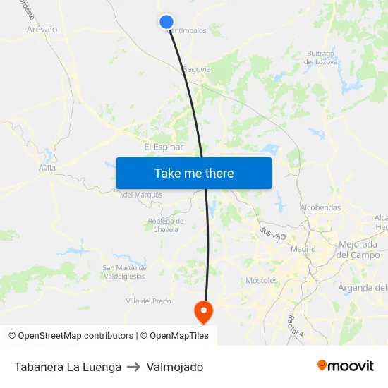 Tabanera La Luenga to Valmojado map
