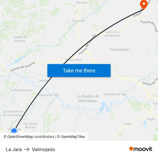 La Jara to Valmojado map