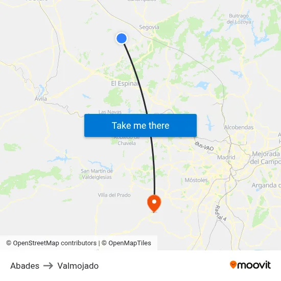 Abades to Valmojado map