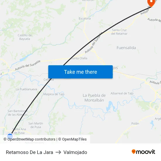Retamoso De La Jara to Valmojado map