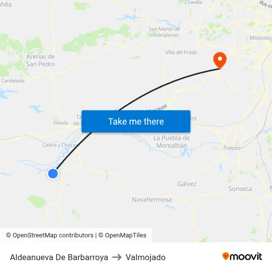 Aldeanueva De Barbarroya to Valmojado map