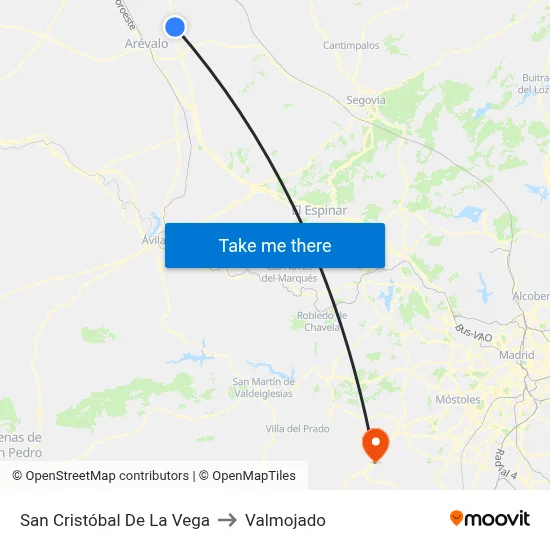 San Cristóbal De La Vega to Valmojado map