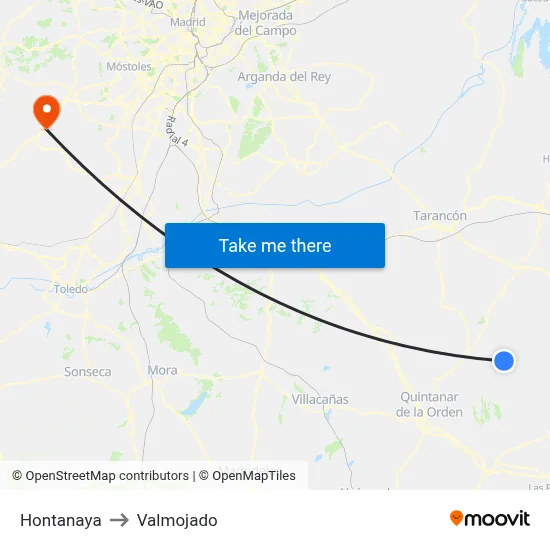Hontanaya to Valmojado map