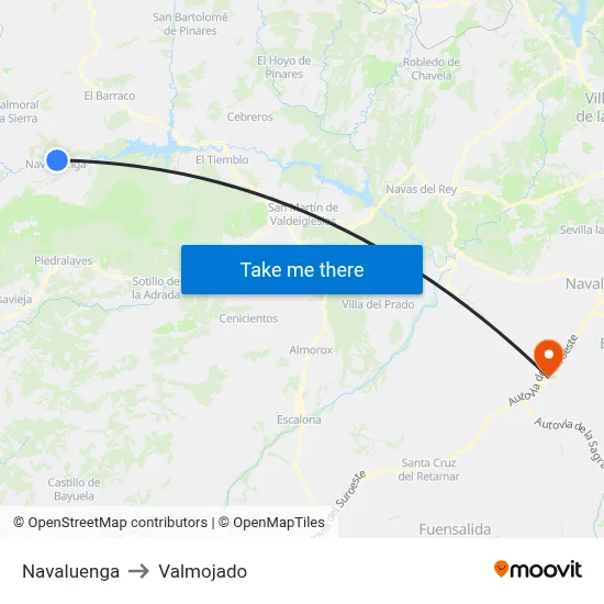 Navaluenga to Valmojado map
