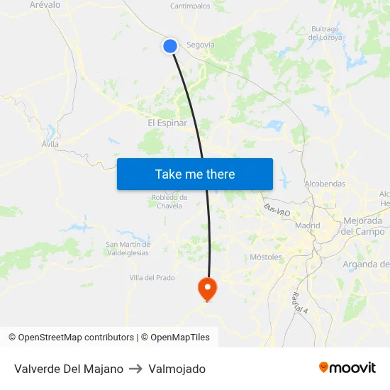Valverde Del Majano to Valmojado map