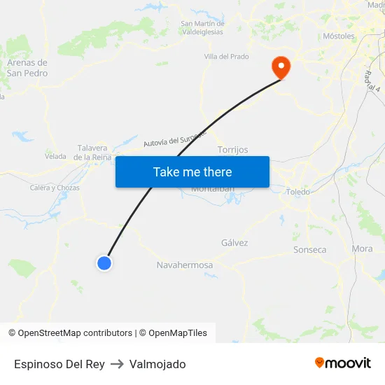 Espinoso Del Rey to Valmojado map