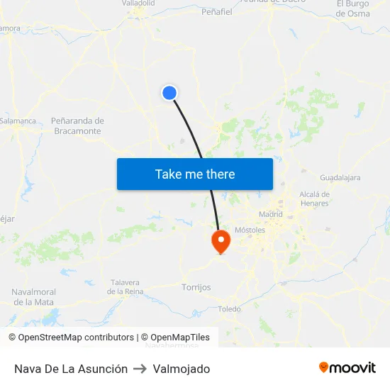 Nava De La Asunción to Valmojado map