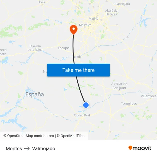 Montes to Valmojado map