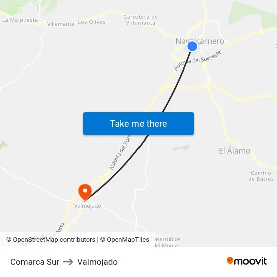 Comarca Sur to Valmojado map