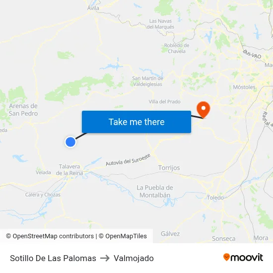 Sotillo De Las Palomas to Valmojado map