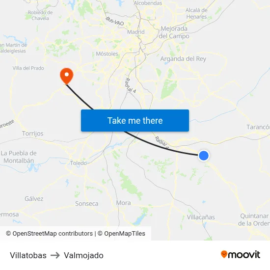 Villatobas to Valmojado map