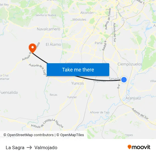 La Sagra to Valmojado map