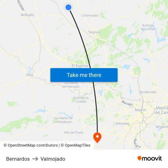 Bernardos to Valmojado map