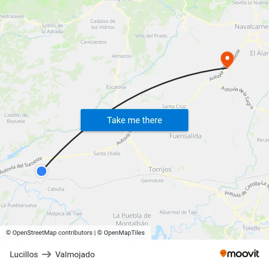 Lucillos to Valmojado map