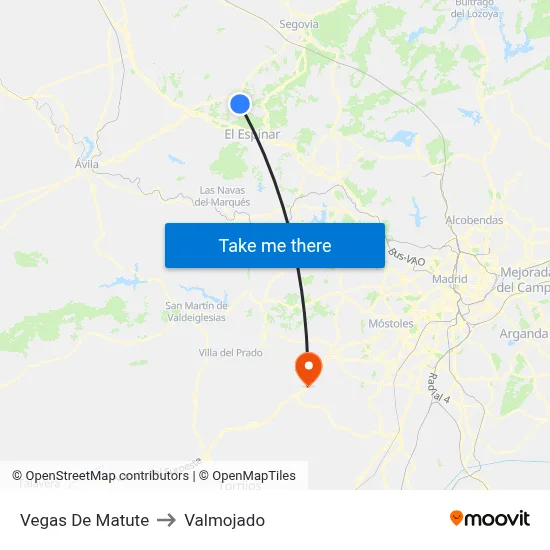 Vegas De Matute to Valmojado map
