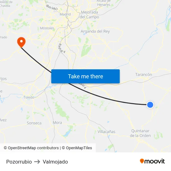 Pozorrubio to Valmojado map