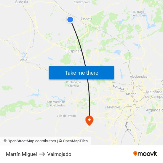 Martín Miguel to Valmojado map
