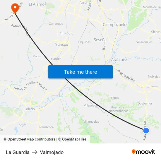 La Guardia to Valmojado map