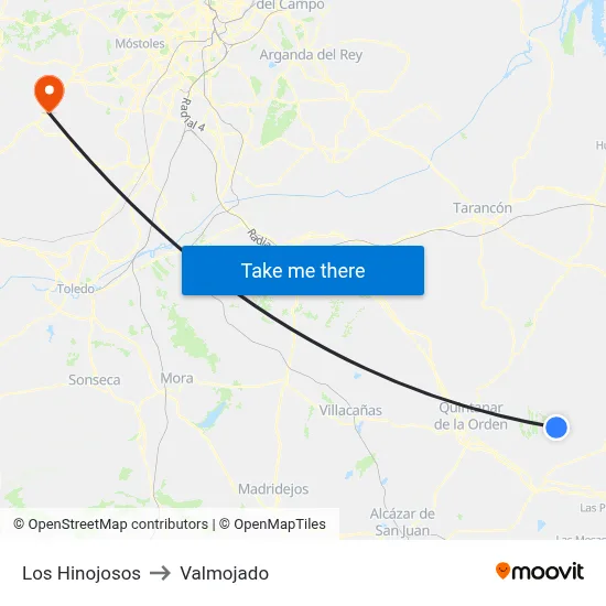 Los Hinojosos to Valmojado map