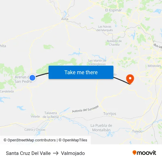 Santa Cruz Del Valle to Valmojado map