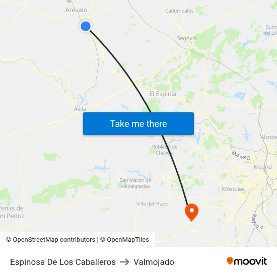 Espinosa De Los Caballeros to Valmojado map